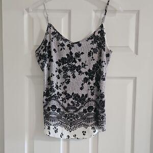 Worthington Black and White Floral Camisole